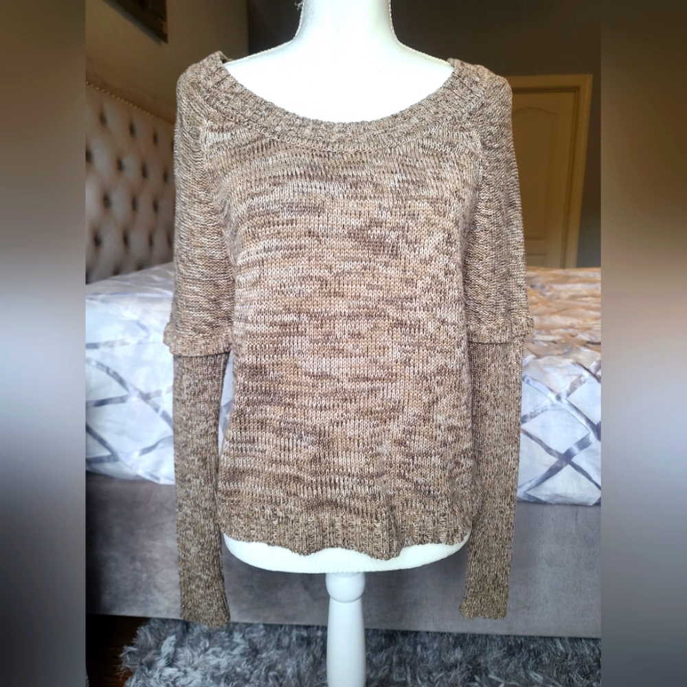 Splendid - Off the shoulder brown pullover knit sweater